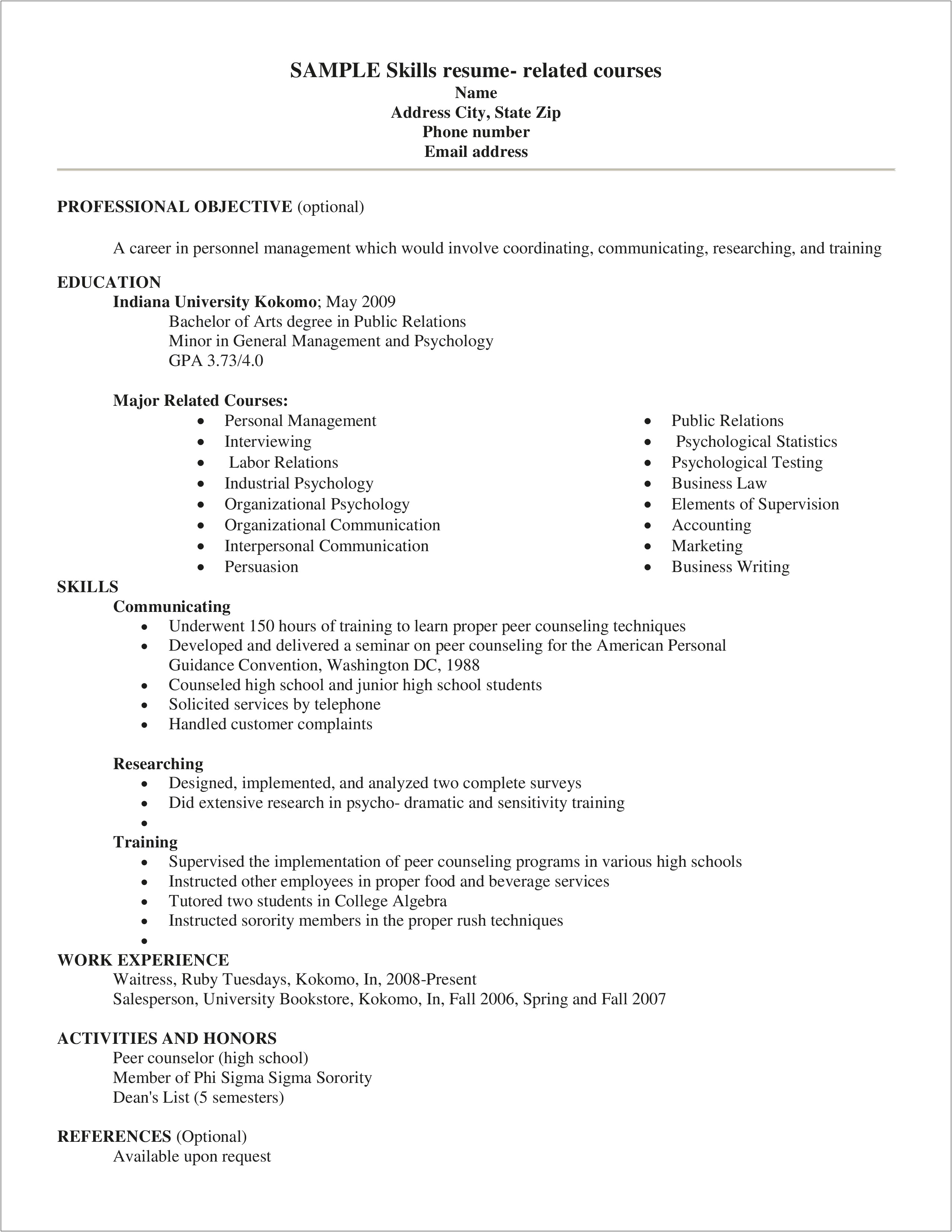 Sample Skills Section Of A Resume