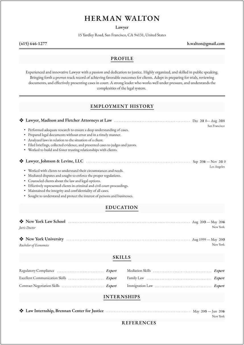 Sample Student Resume To Obtain An Internship