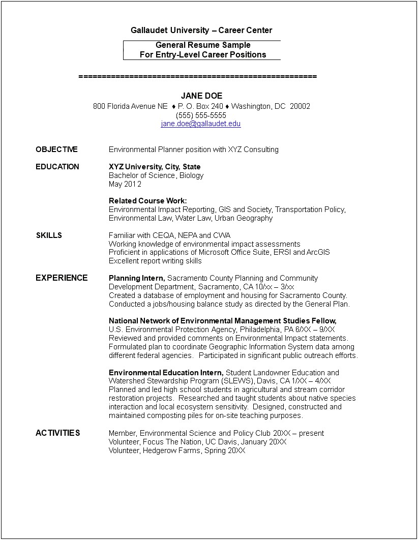 Sample Teacher Resume Entry Level College