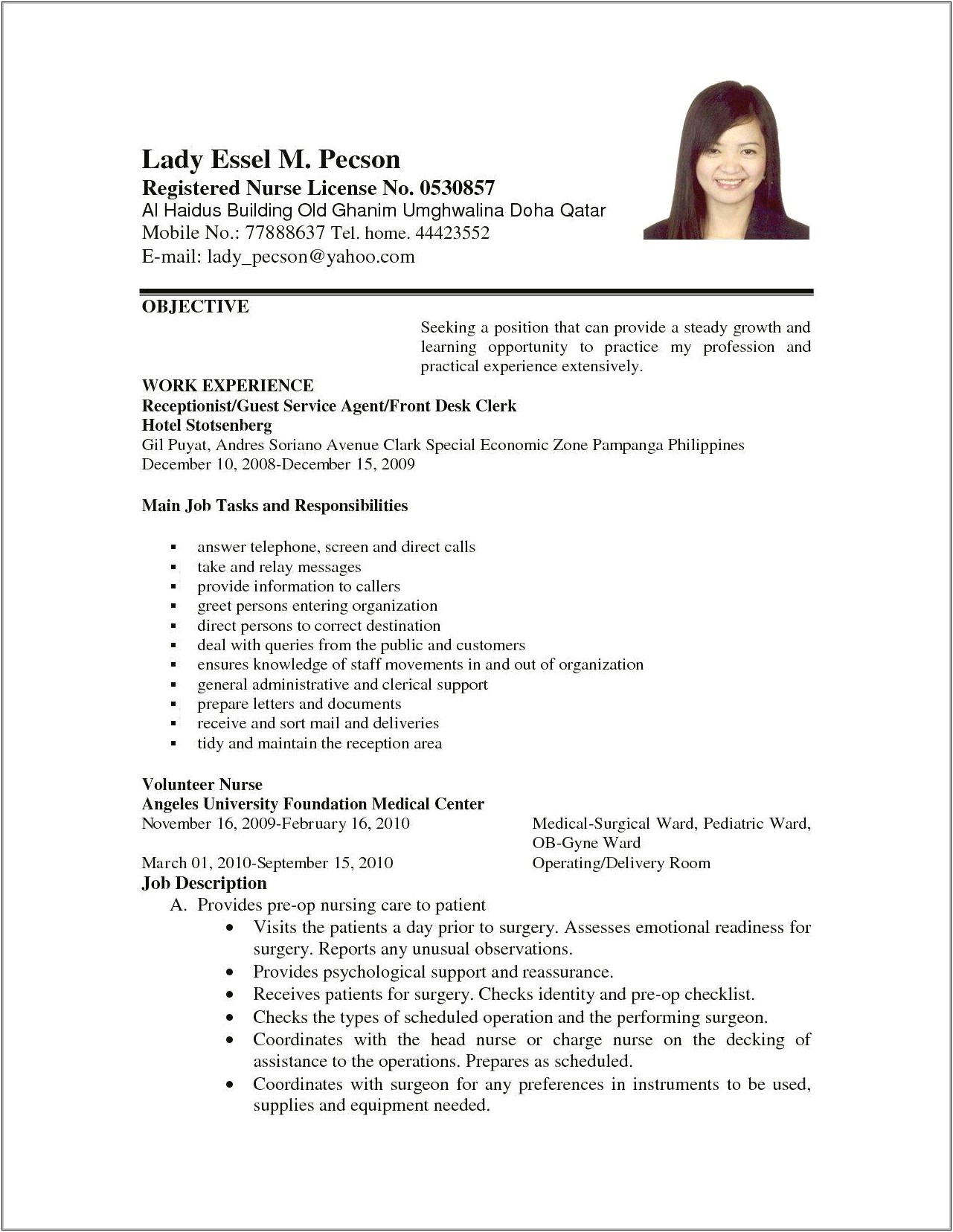 Sample Work At Home Call Center Resume