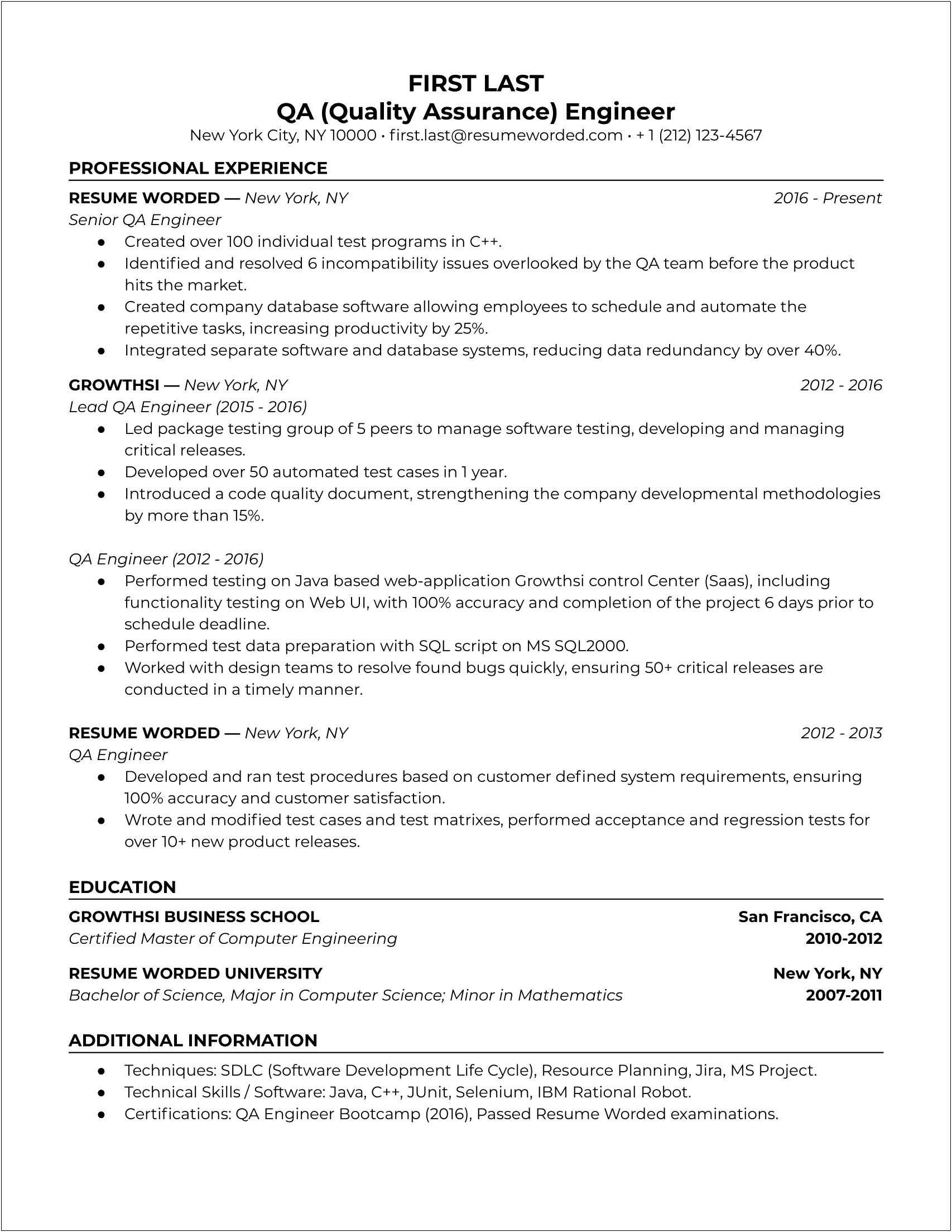 Samples Of Supplier Quality Engineer Resumes