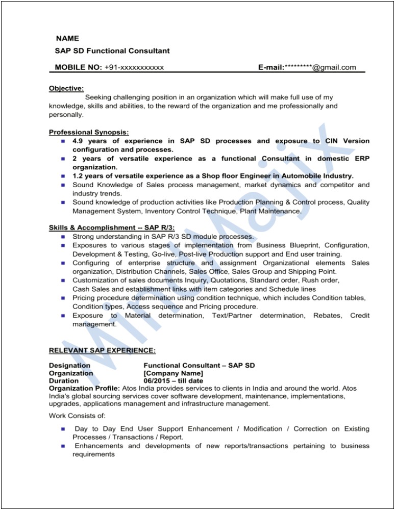 Sap Basis 10 Years Experience Resume