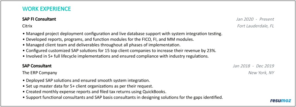 Sap Basis Consultant 3 Years Experience Resume