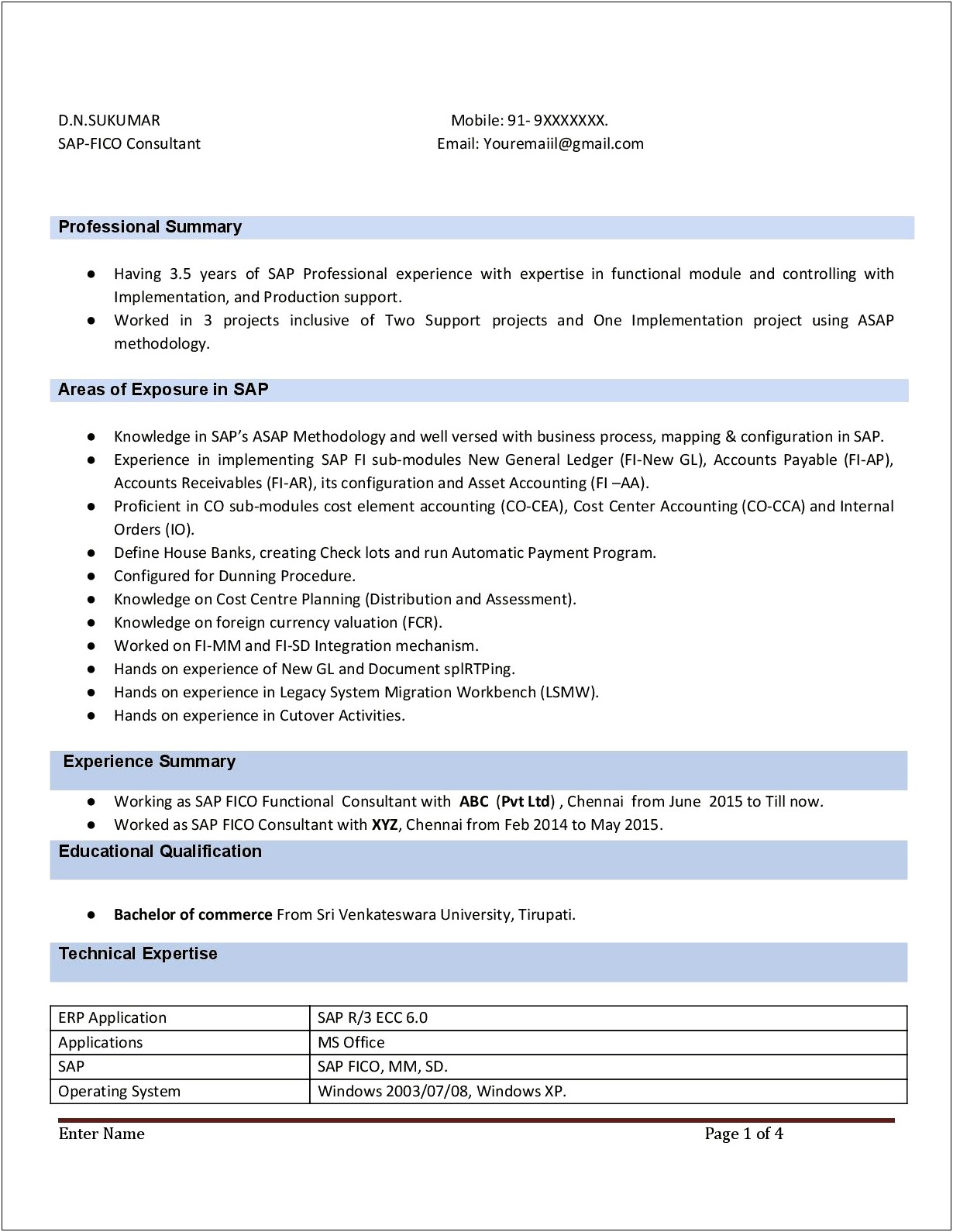 Sap Basis Consultant Resume 5 Years Experience