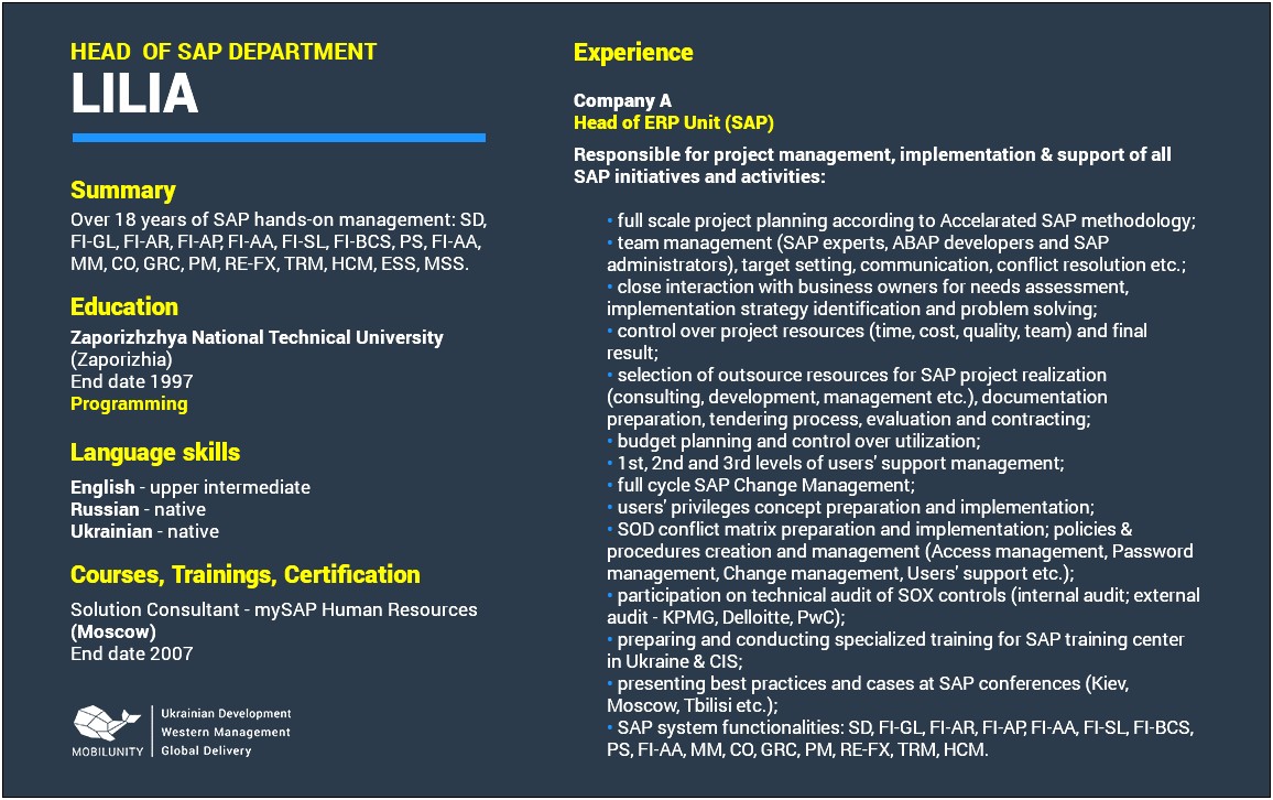 Sap Basis Resume 1 Year Experience