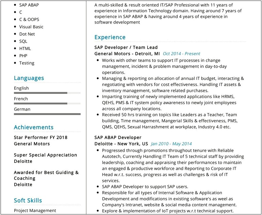 Sap Basis Sample Resume For 3 Years Experience