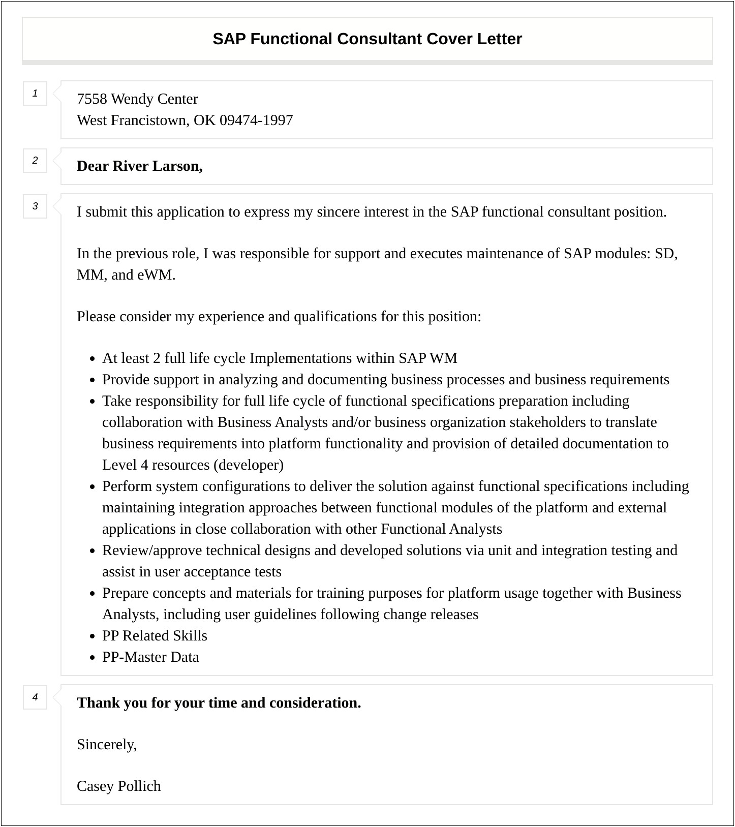 Sap Functional Consultant Resume Cover Letter