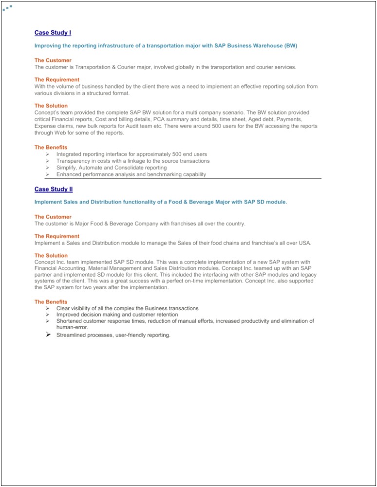 Sap Sd End User Sample Resume