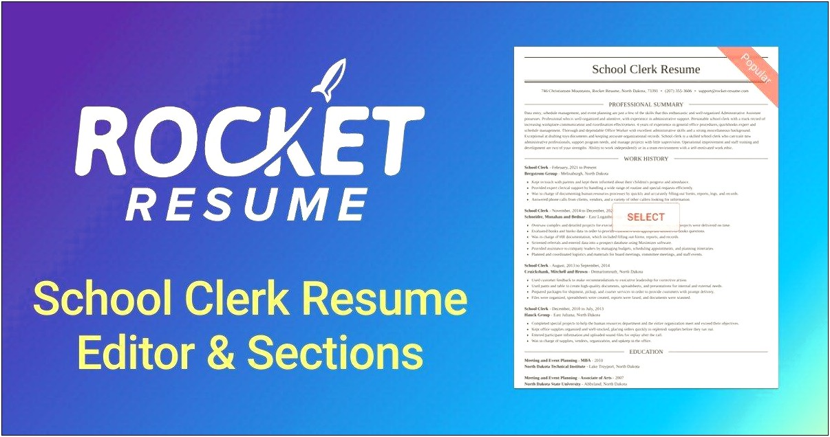 School Clerk Resume In New York