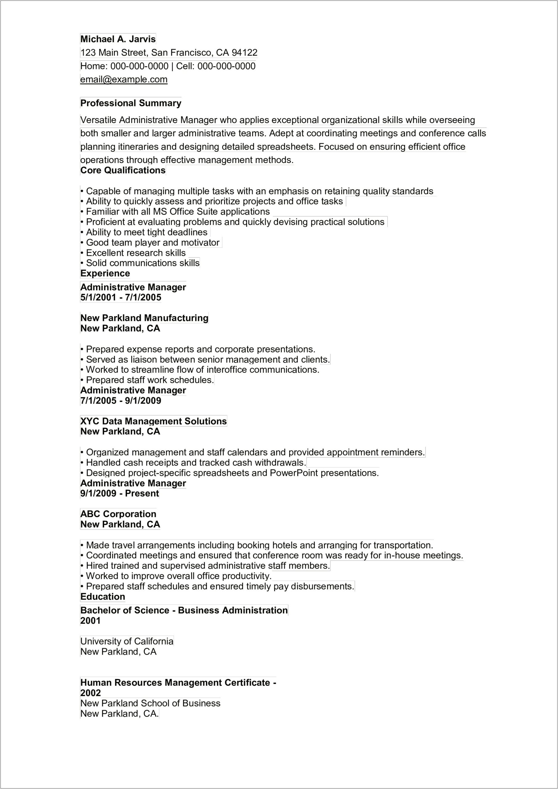 School Office Manager Resume Occupational Education