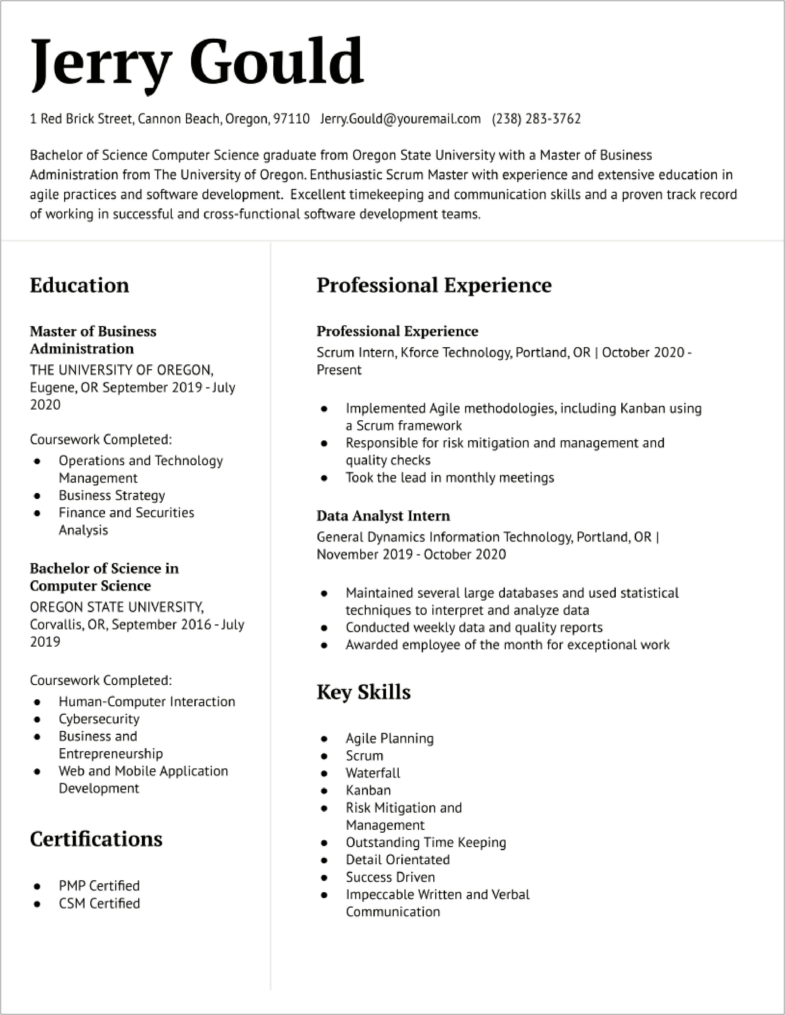 Scrum Master's 7 Years Experience Resume Sample