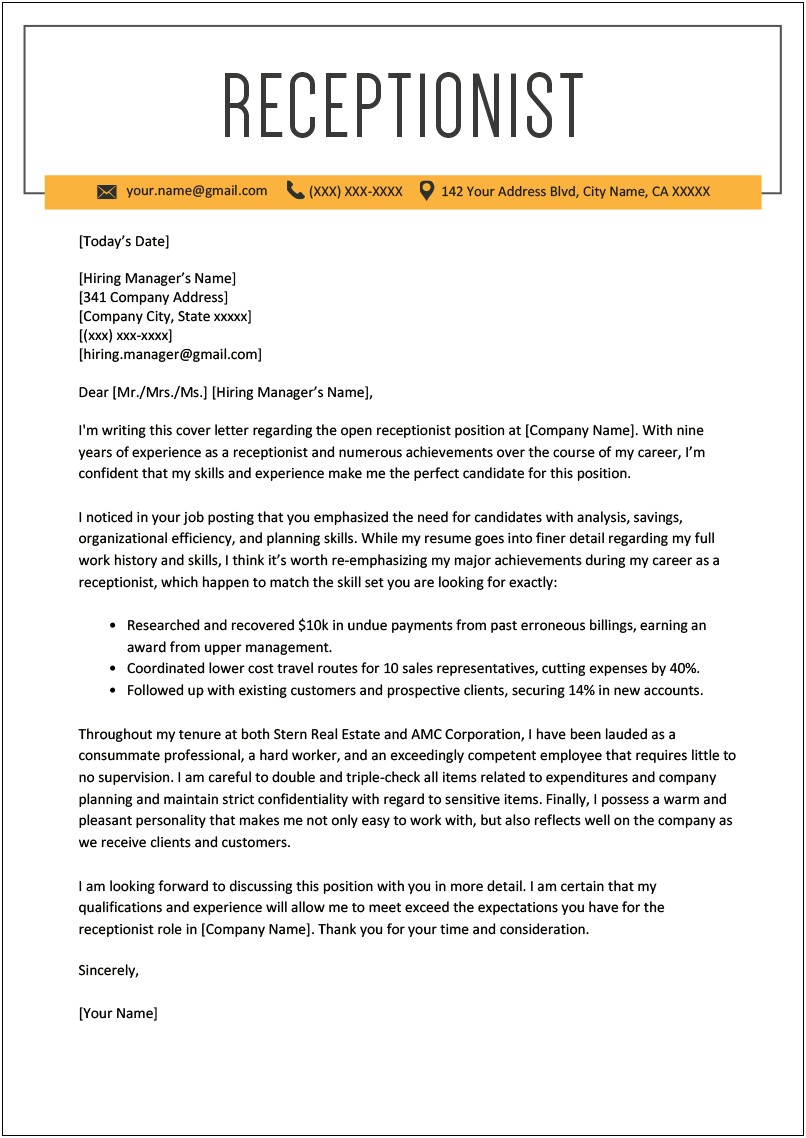 Secretary Cover Letter For Resume Samples