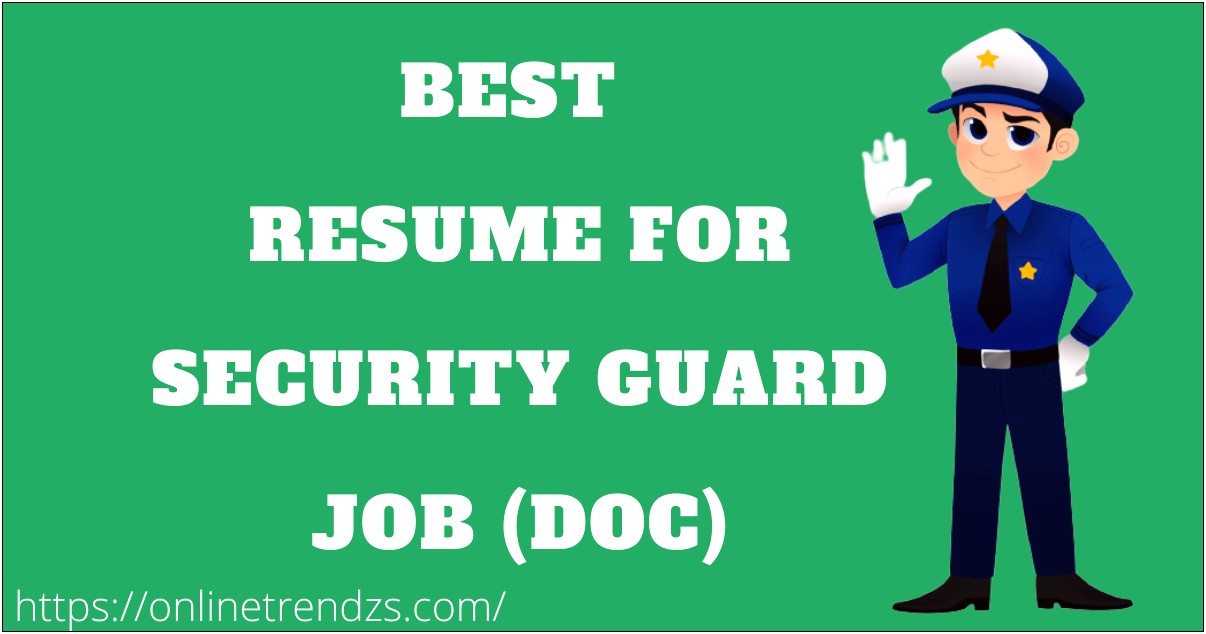 Security Guard Resume Rd Cv Samples Doc