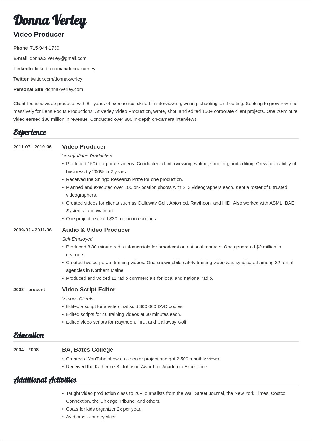 Self Employment History Job Resume Template