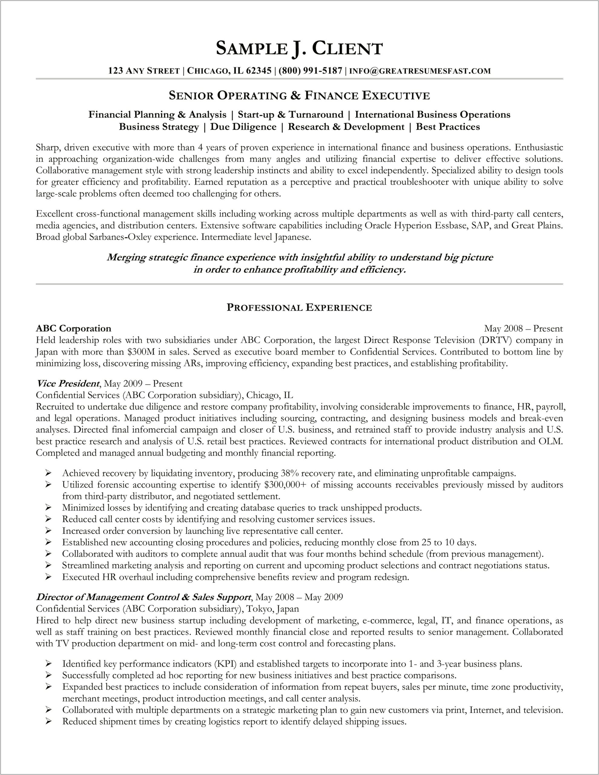 Senior Customer Service Executive Resume Sample