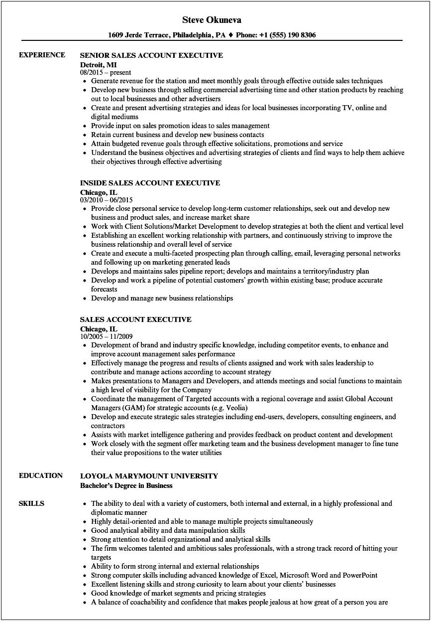 Senior National Account Manager Resume Samples