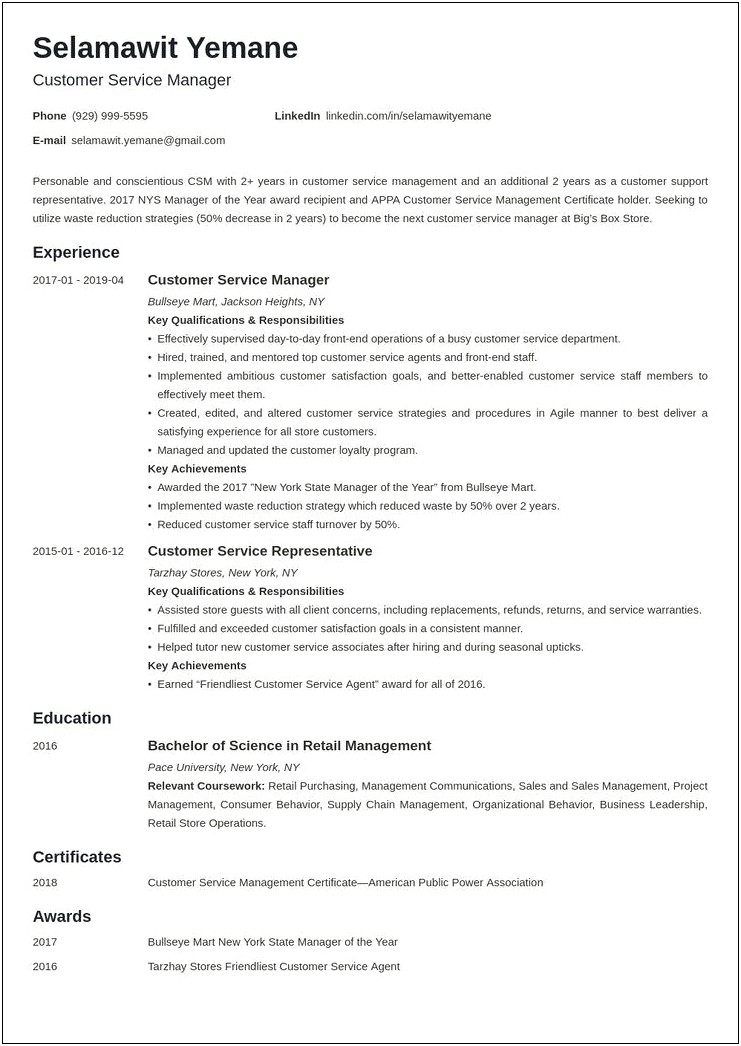 Service And Part Manager Resume Examples