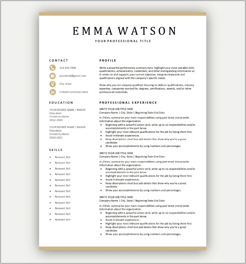 Share Free Professional Simple Resume Word