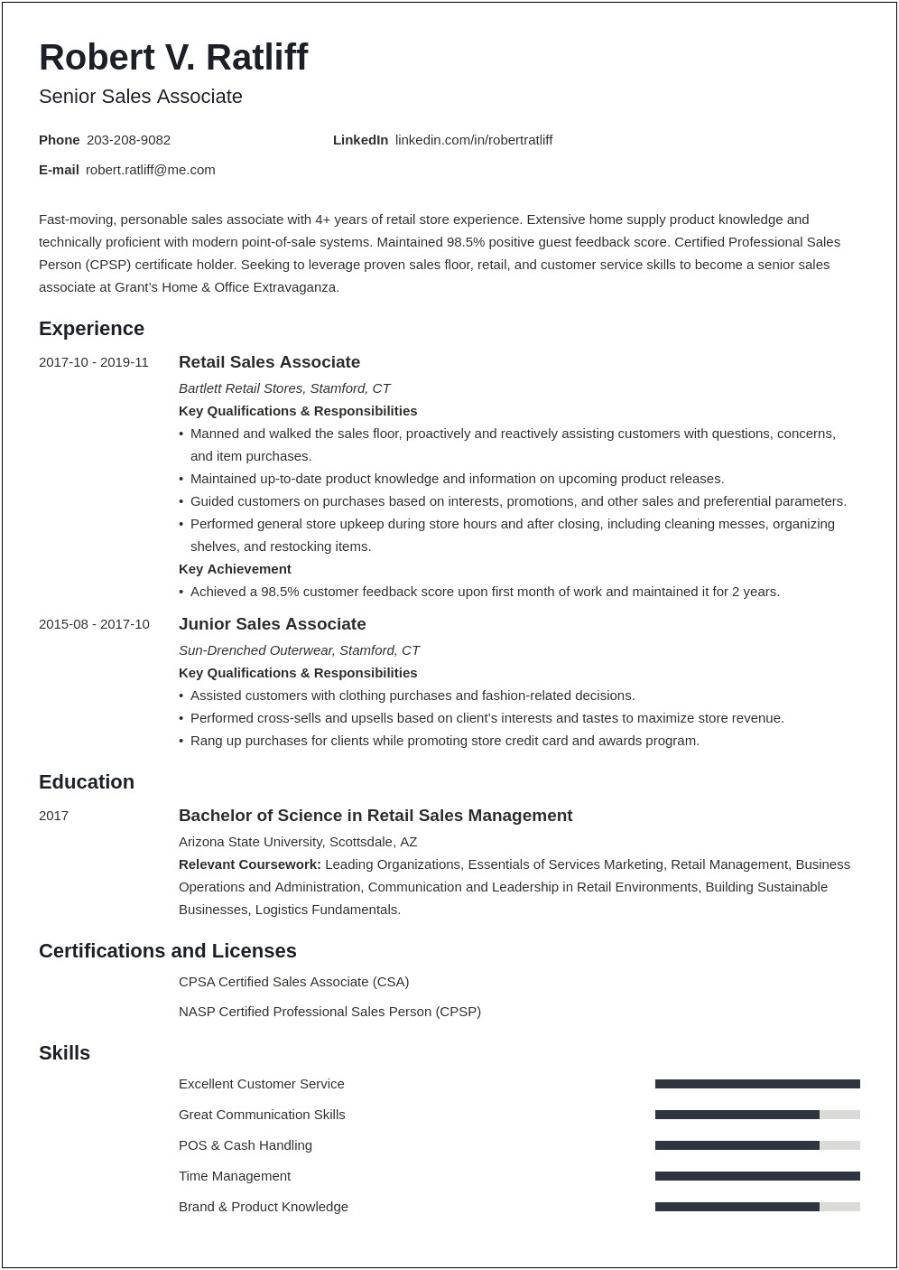 Shoe Sales Associate Job Description Resume