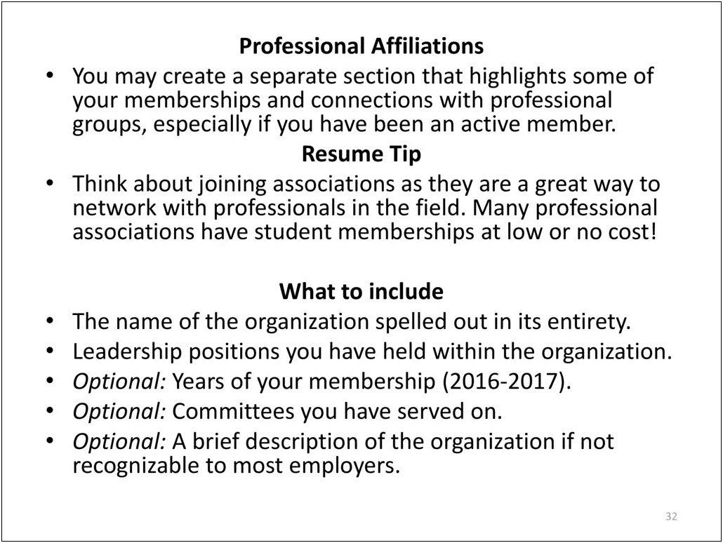 Shoud You Put Professional Affiliations On Resume