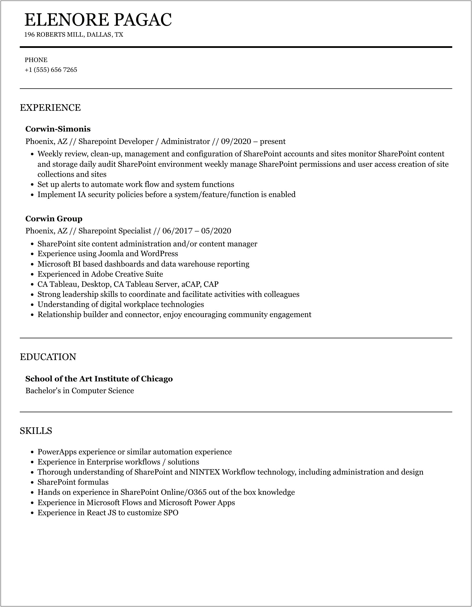 Should I Put Sharepoint As Skill On Resume