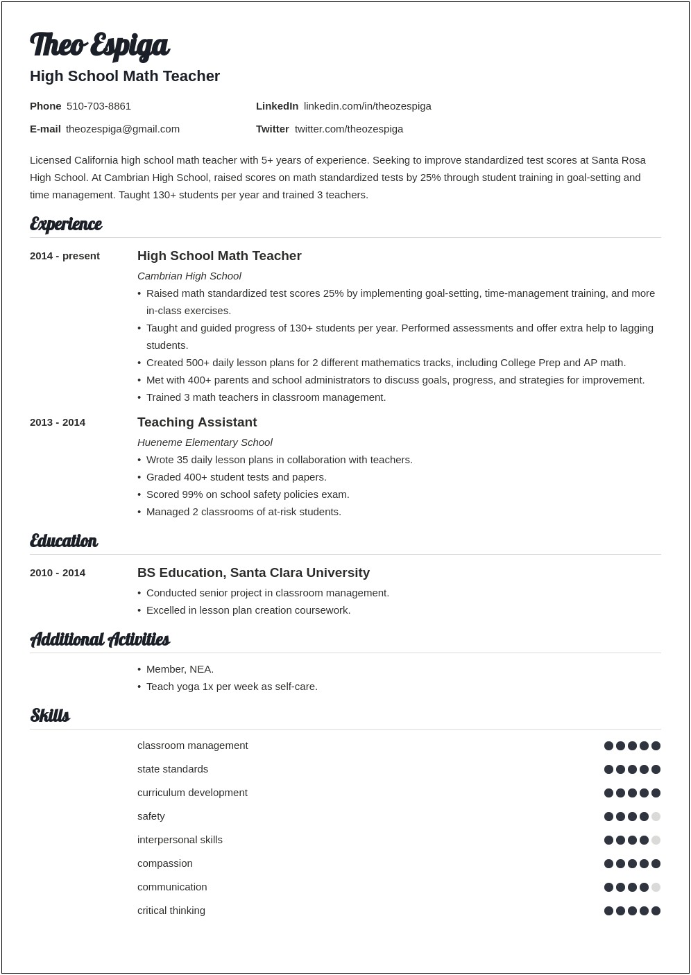 Show Examples Of Education On Resume