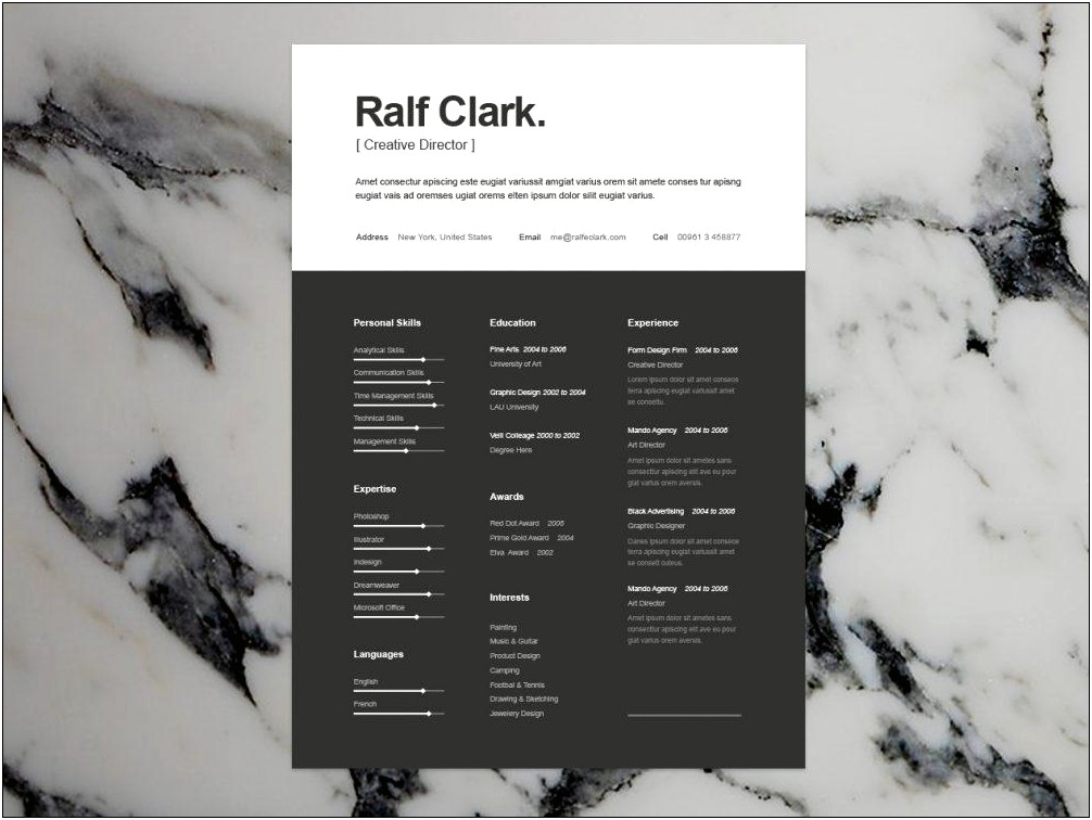 Simple Black And White Resume Template Ai
