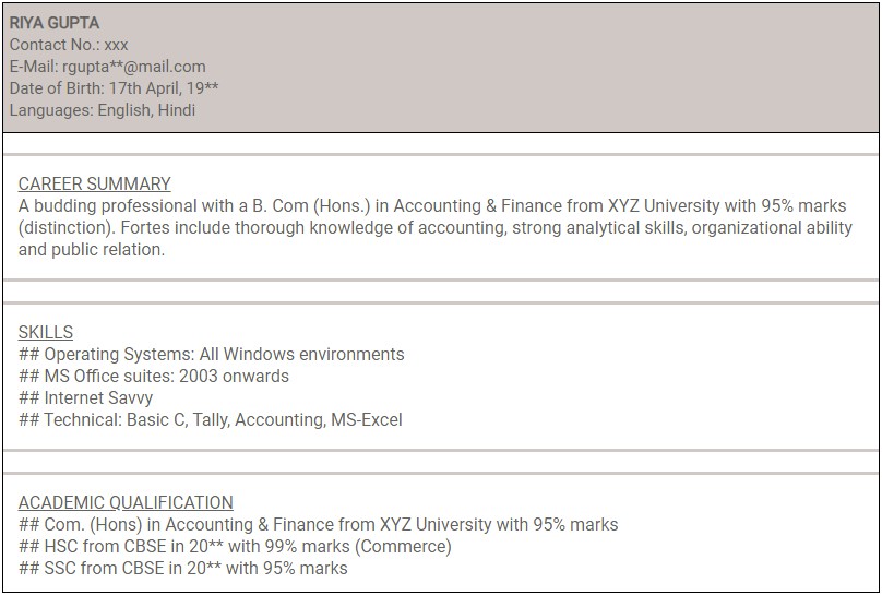 Simple Career Objective For Resume For Fresher