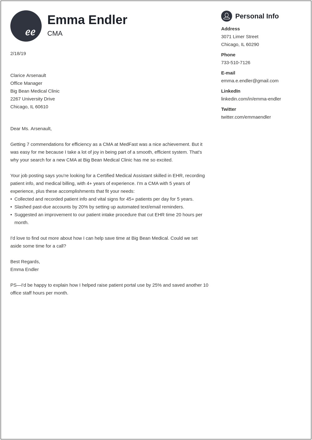 Simple Email Cover Letter Examples For Resume