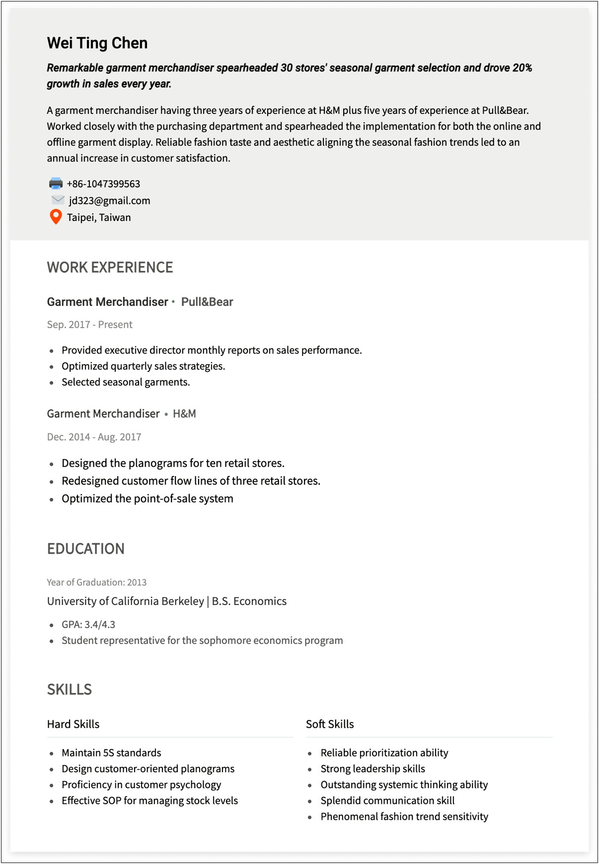 Simple Resume Cover Letter For A Visual Merchandiser