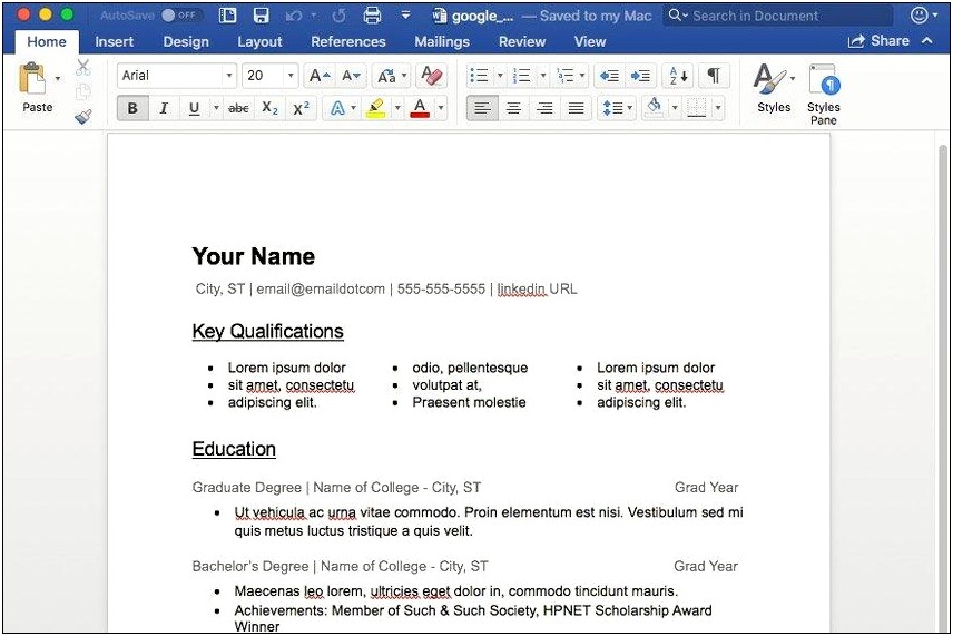 Simple Resume Format With Photo In Word