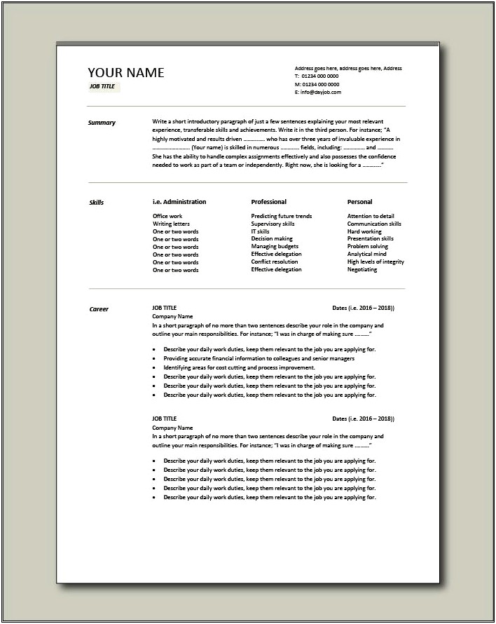 Simple Resume Template Vol 2 Free Download