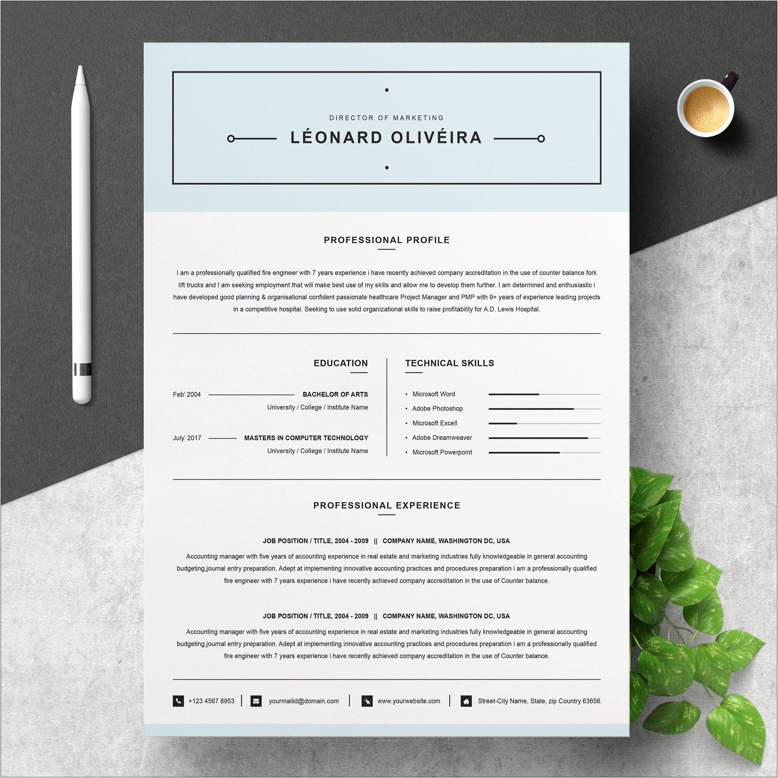 Simple Resume Template With Picture Free Download