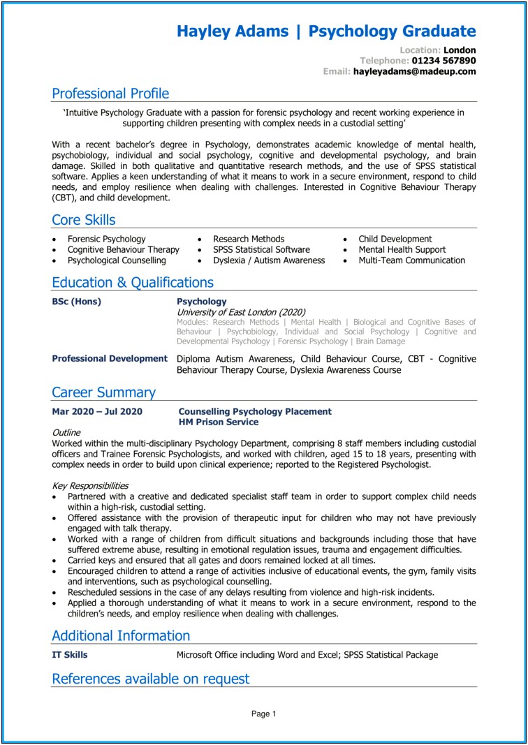 Skills And Abilities For Child Counselor Resume