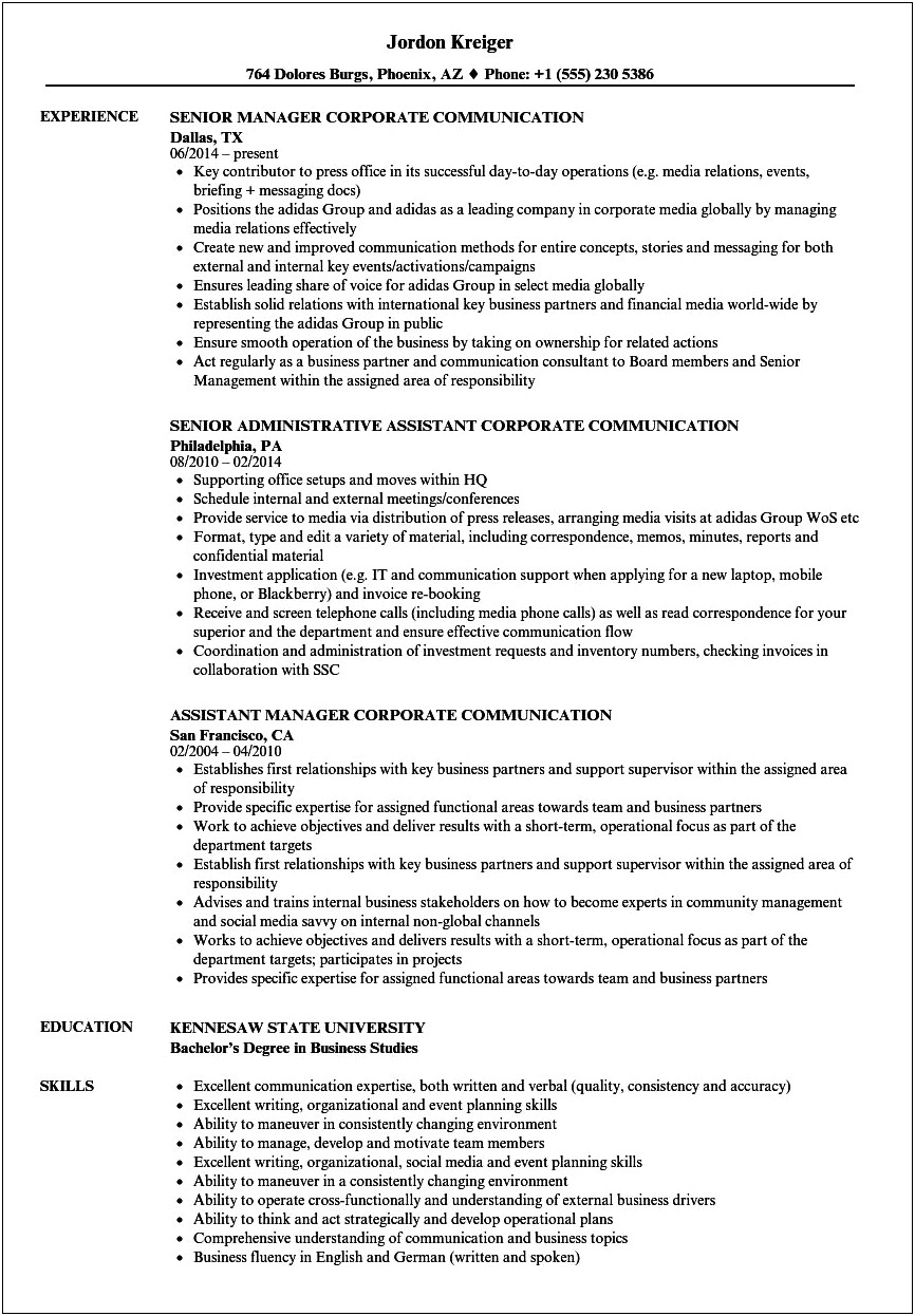 Skills And Abilities For Communication Resume