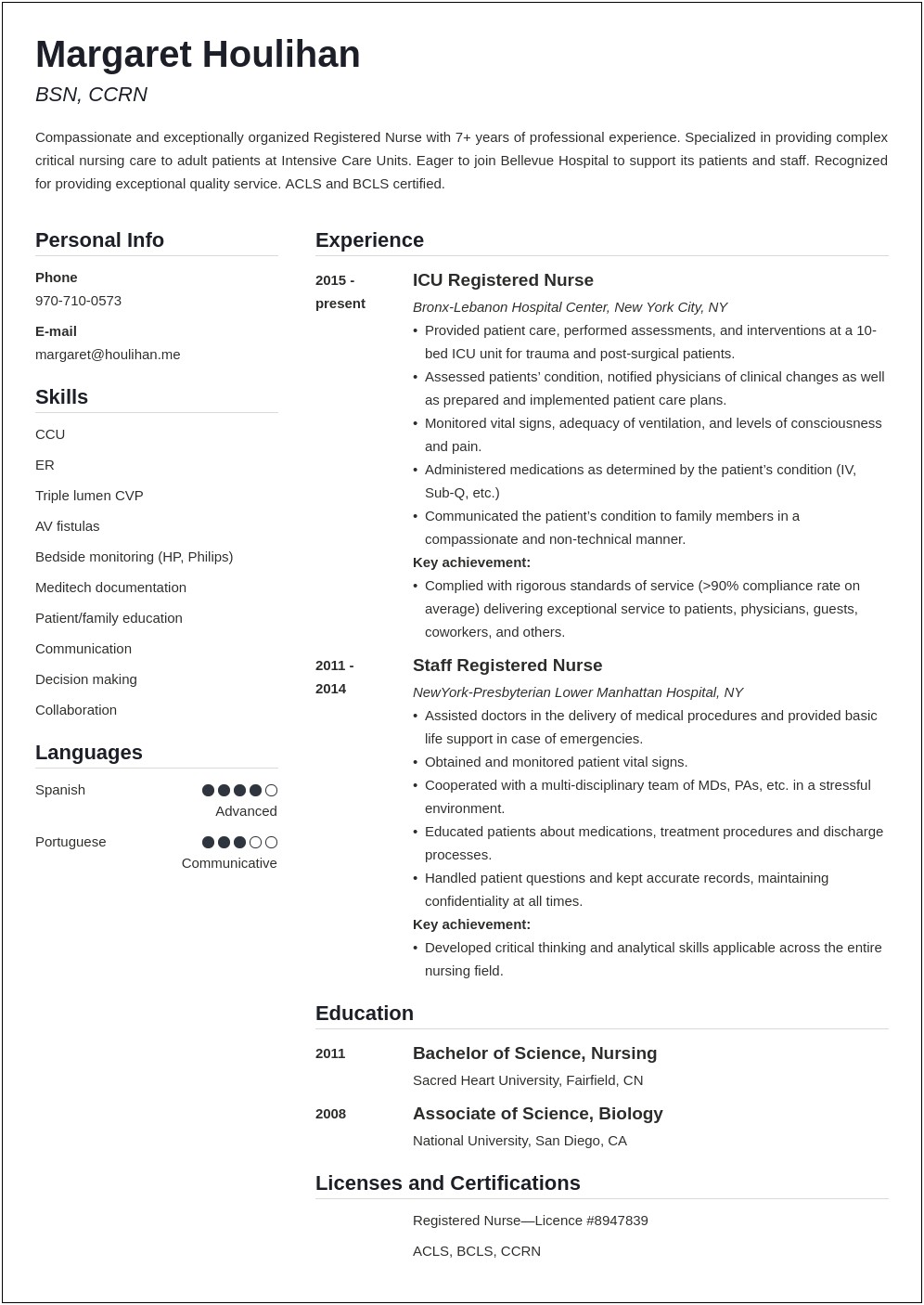 Skills And Abilities For Critical Care Resume