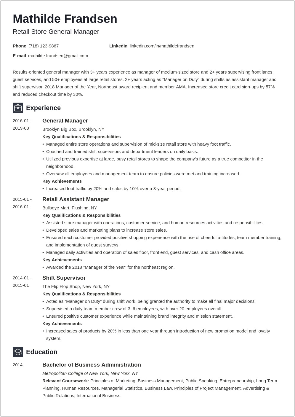 Skills And Abilities For General Manager Resume