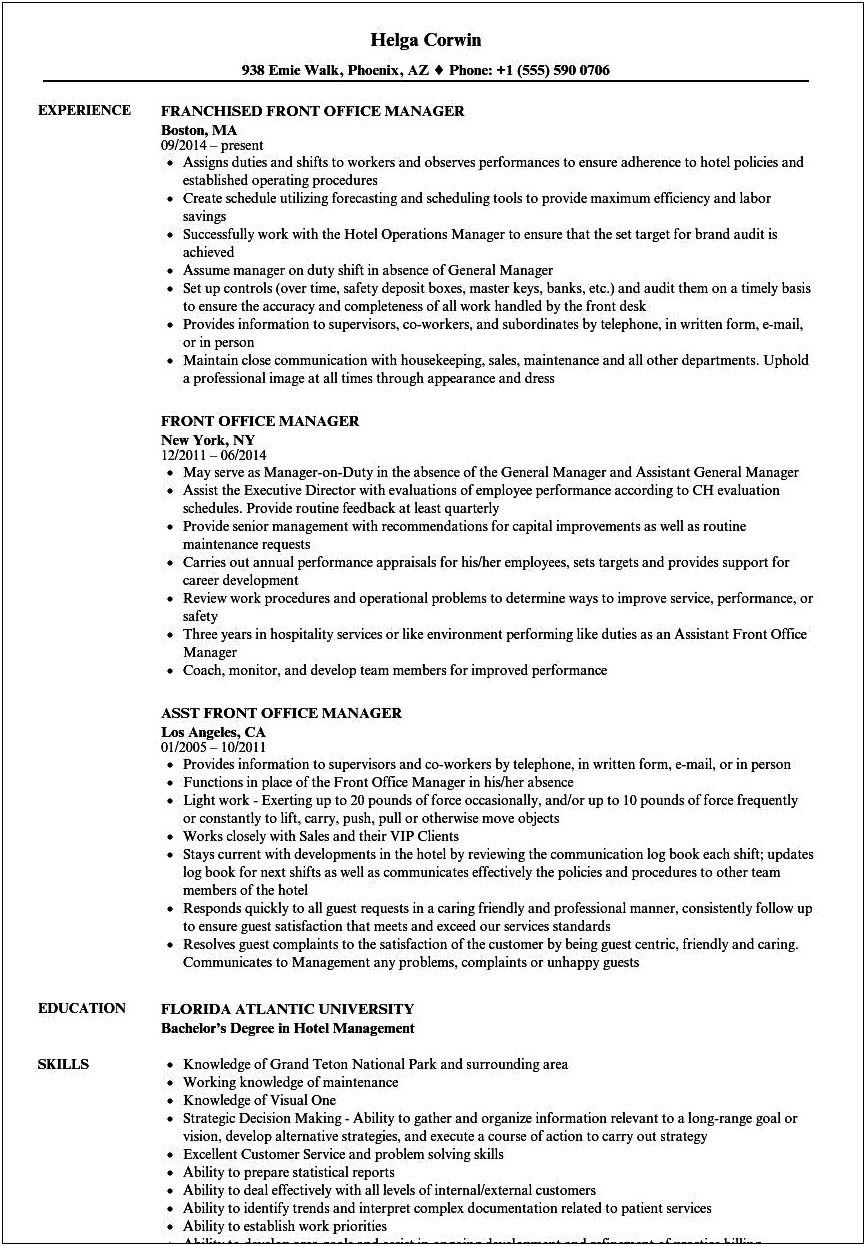 Skills And Abilities For Office Manager Resume