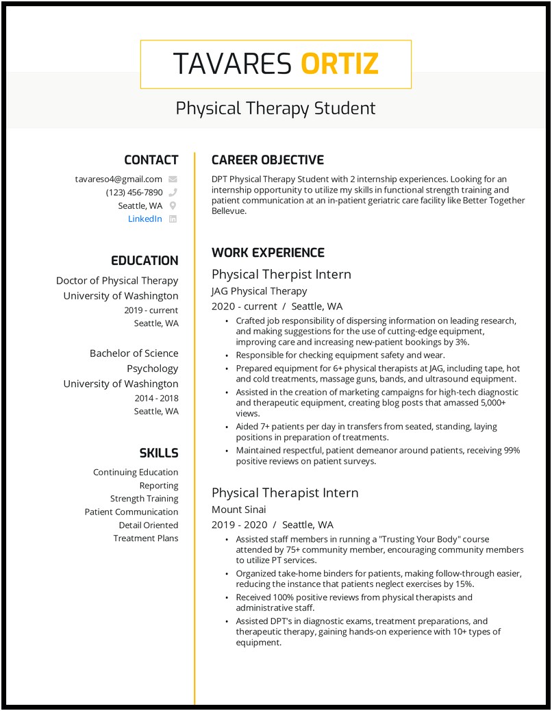 Skills And Abilities For Physical Therapy Resume