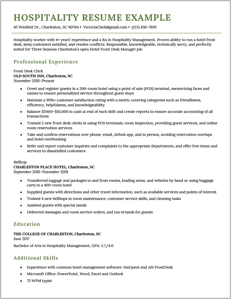 Skills And Abilities For Tourism Resume