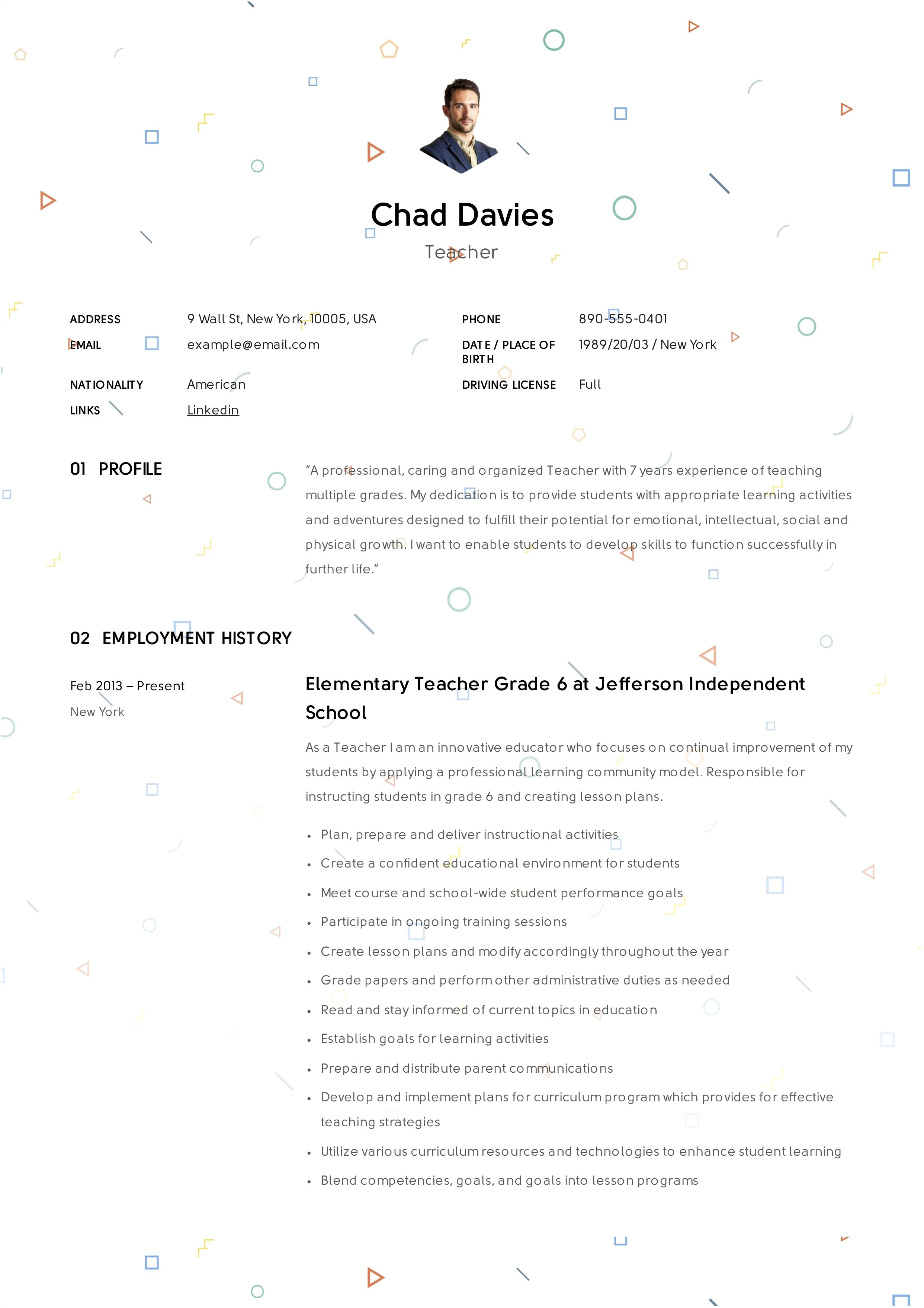 Skills And Abilities On A Resume For Teaching