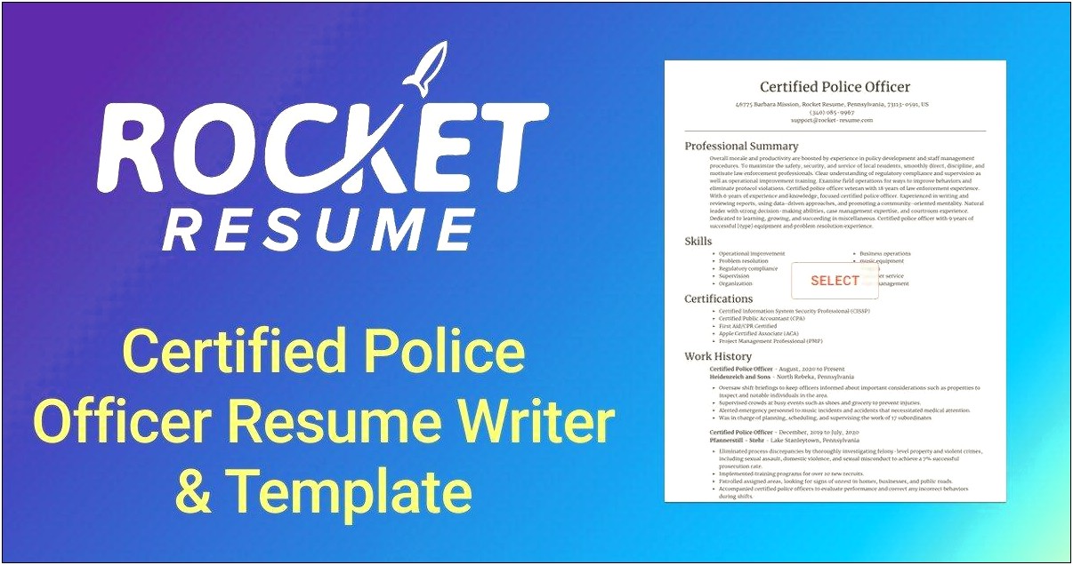 Skills And Certifications Police Officer Resume