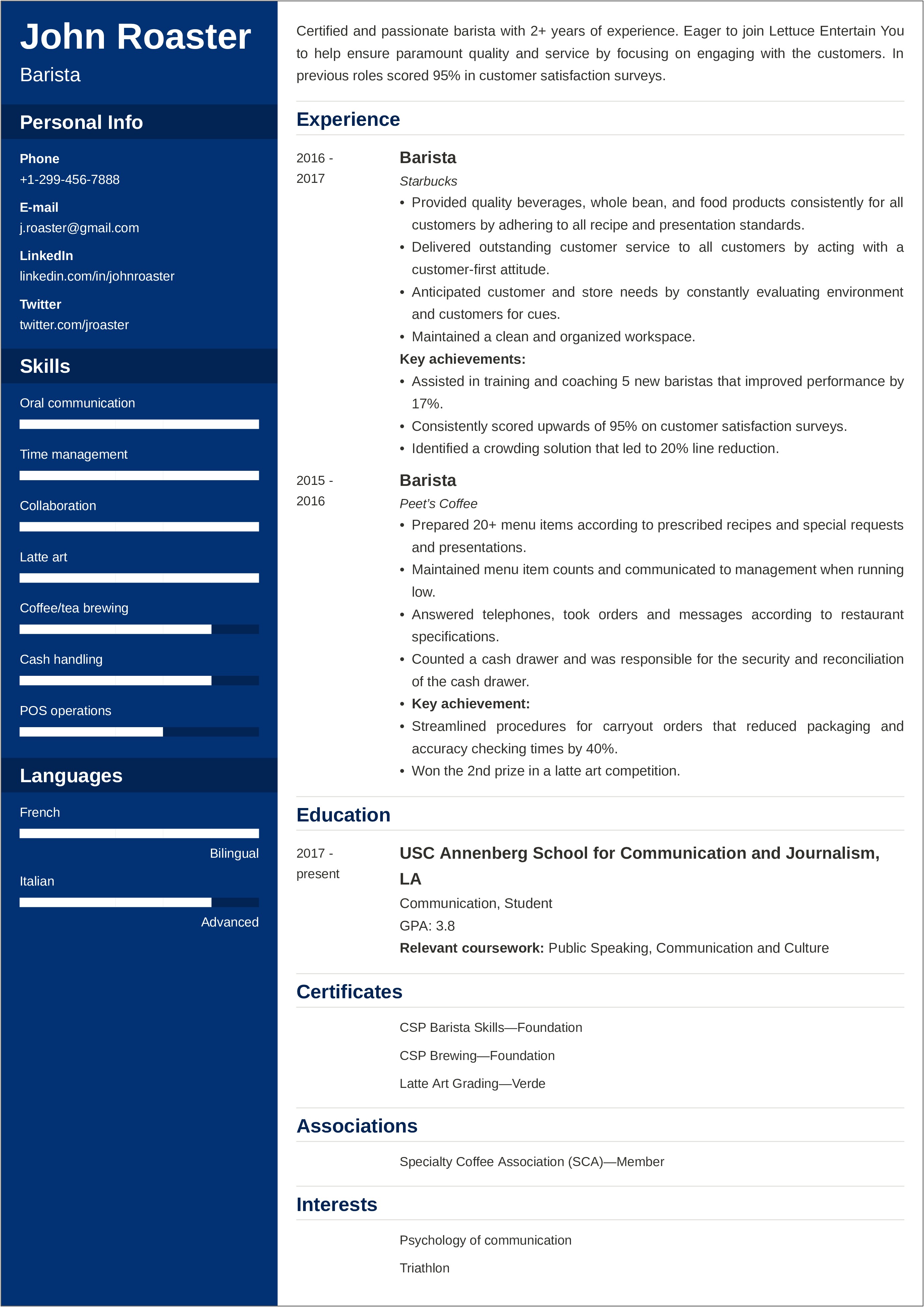 Skills And Interest Section Of Resume