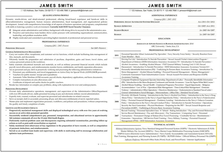 Skills And Qualifications Section Of Resume