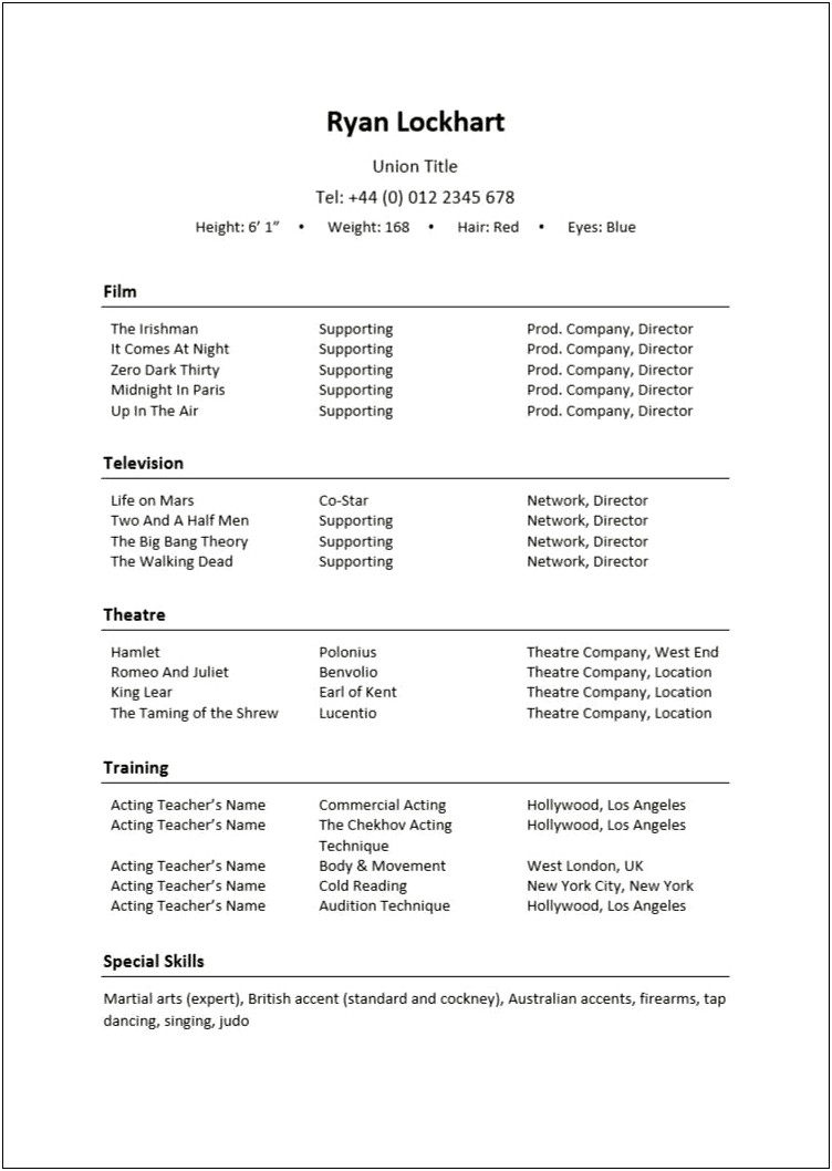 Skills And Talents Examples For Resume