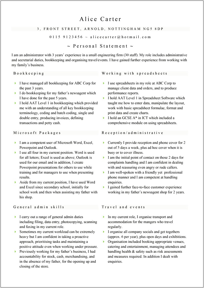 Skills Based Impact Statements Examples Resume