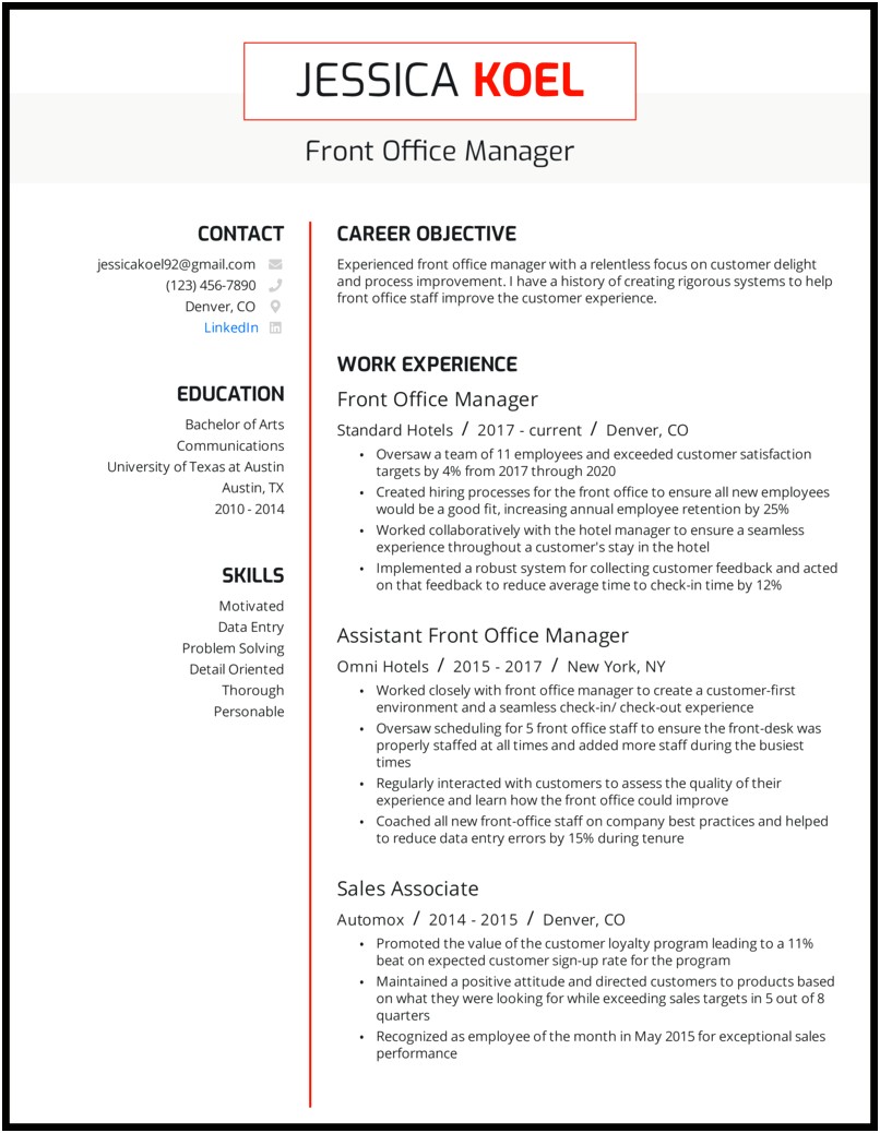 Skills Based Resume For Office Administrator