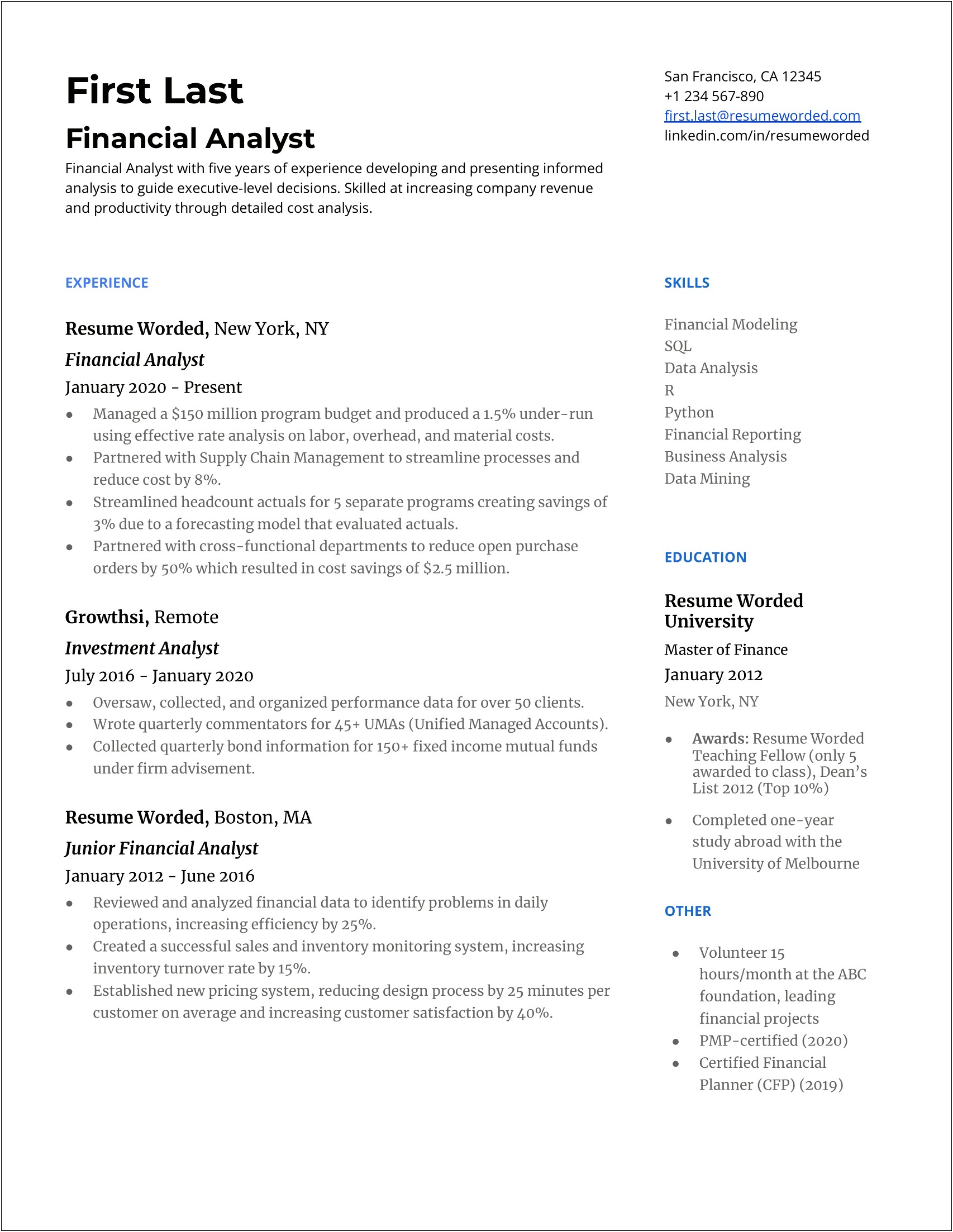 Skills Demonstrated As A Research Analyst For Resume