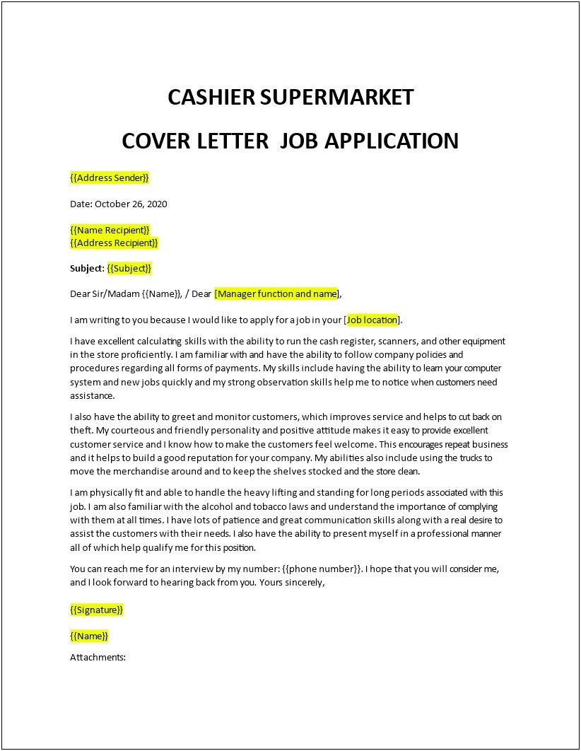 Skills Fo A Cashier For Supermarket Resume