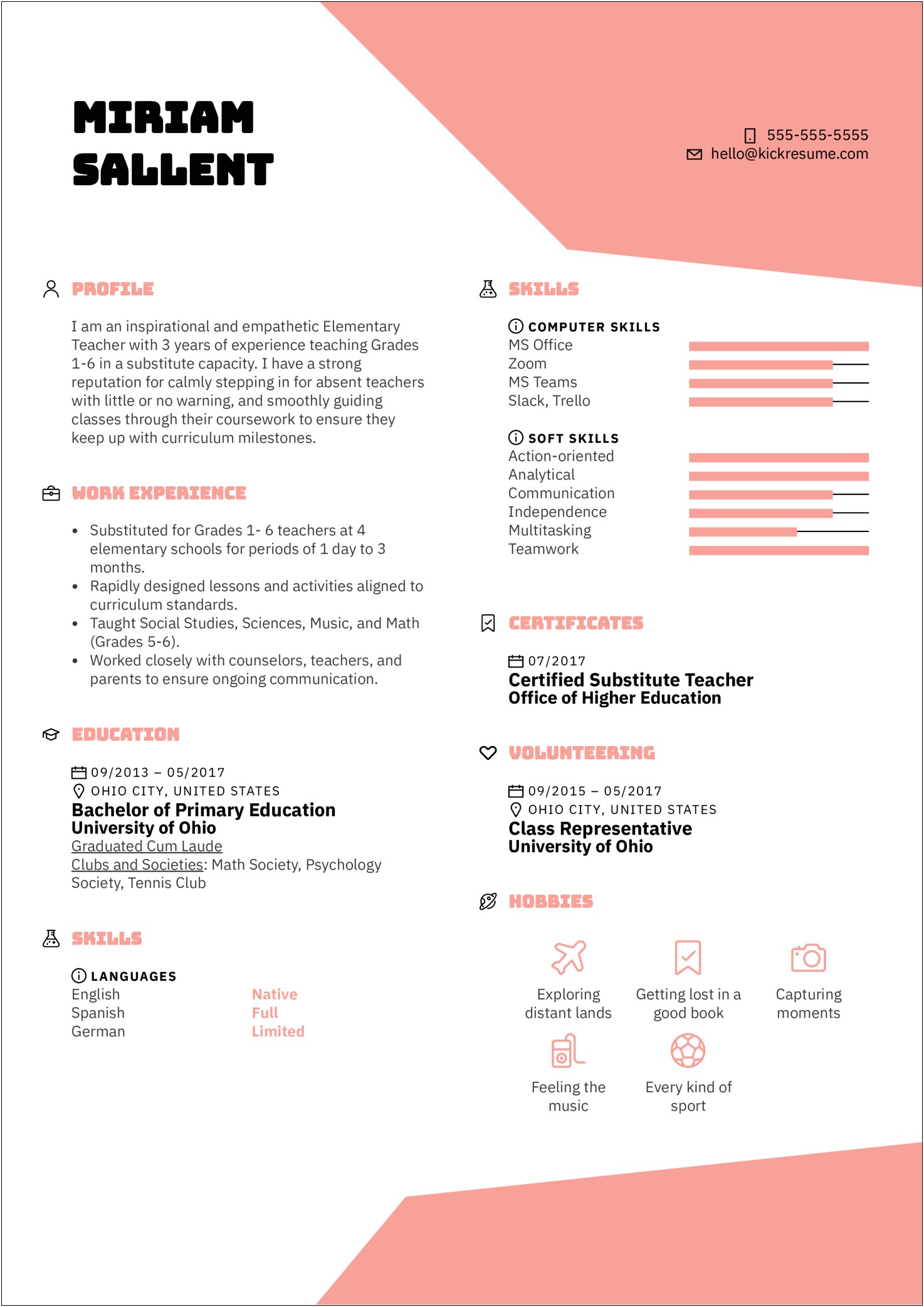 Skills For A Substitute Teacher Resume